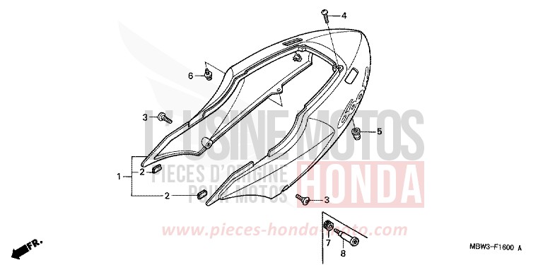 REAR COWL (1) for CBR600F ACCURATE SILVER METALLIC (NH146) from 2001