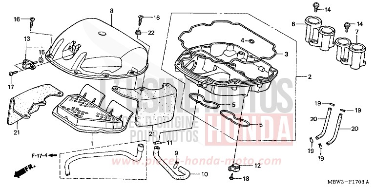AIR CLEANER (2) for CBR600F ACCURATE SILVER METALLIC (NH146) from 2001