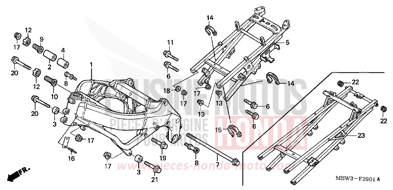 FRAME BODY (2) for CBR600F ACCURATE SILVER METALLIC (NH146) from 2001