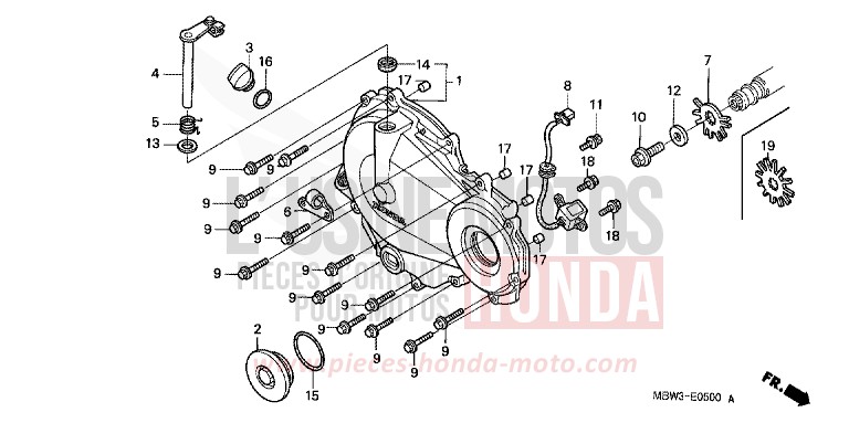 RIGHT CRANKCASE COVER for CBR600F BLACK (NH1) from 2001