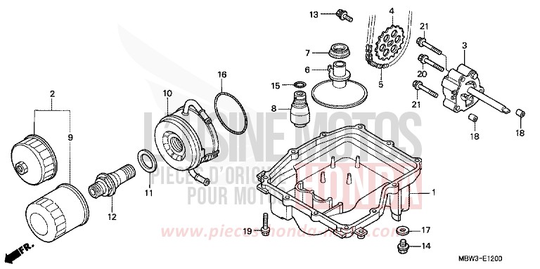 OIL PAN/OIL PUMP for CBR600F BLACK (NH1) from 2001