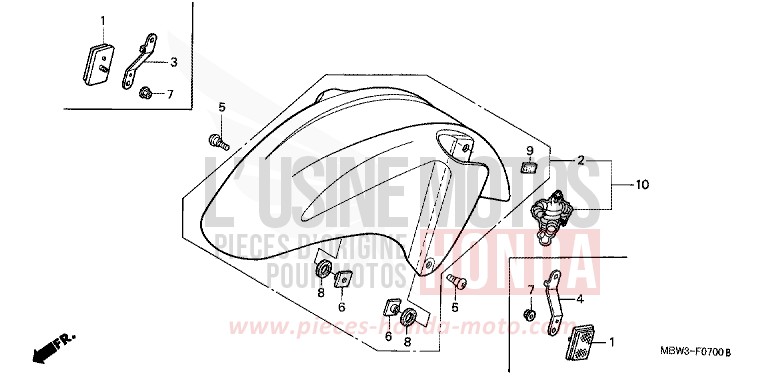 FRONT FENDER for CBR600F BLACK (NH1) from 2001