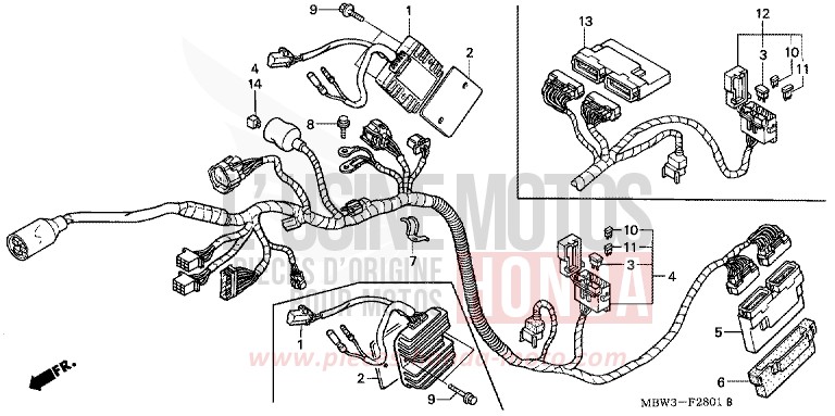 WIRE HARNESS (2) for CBR600F BLACK (NH1) from 2001