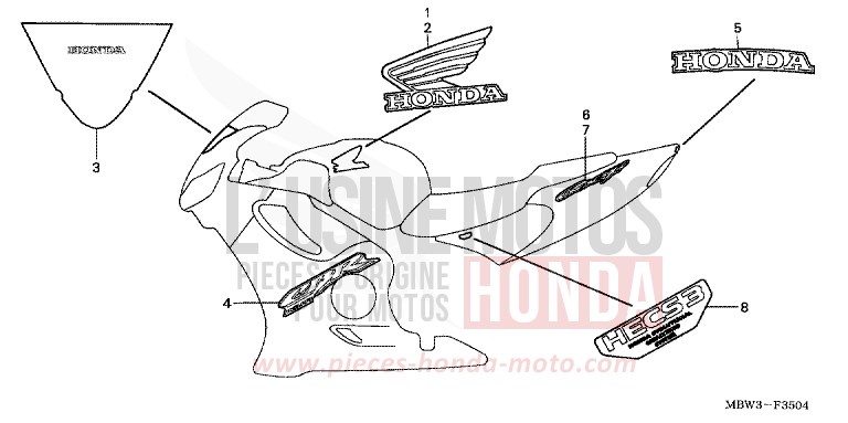 STRIPE (5) for CBR600F BLACK (NH1) from 2001