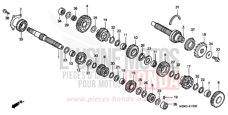 TRANSMISSION for CBR600F PEARL FLASH YELLOW (Y163) from 2001