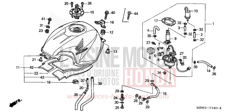 FUEL TANK (2) for CBR600F PEARL FLASH YELLOW (Y163) from 2001