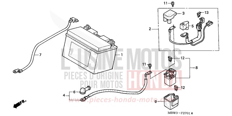 BATTERY (2) for CBR600F PEARL FLASH YELLOW (Y163) from 2001