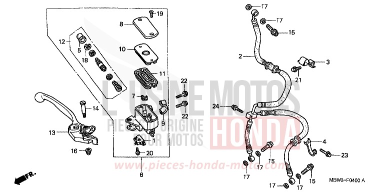 FR. BRAKE MASTER CYLINDER for CBR600F SPARKLING RED (R127) from 2001