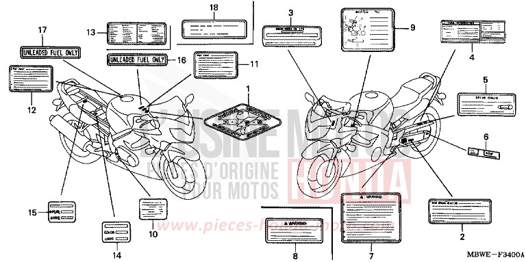 CAUTION LABEL for CBR600F ACCURATE SILVER METALLIC (NH146) from 2002