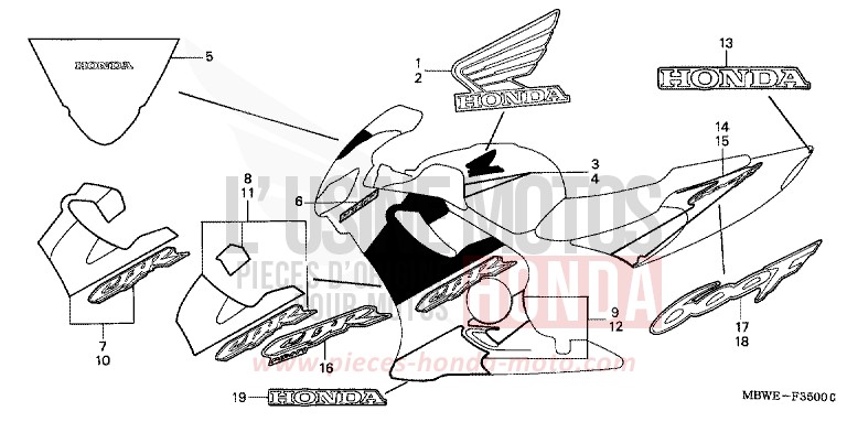 STRIPE (CBR600F2-3) for CBR600F ACCURATE SILVER METALLIC (NH146) from 2002