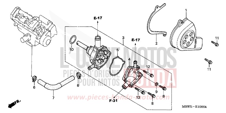 POMPA ACQUA per CBR600F SPARKLING RED (R127) del 2002