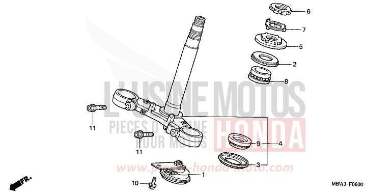 STEERING STEM for CBR600F SPARKLING RED (R127) from 2002
