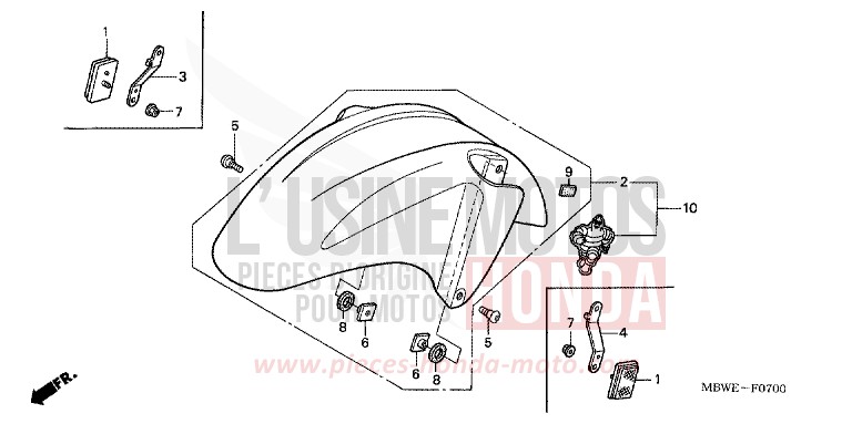 FRONT FENDER for CBR600F ACCURATE SILVER METALLIC (NH146) from 2003