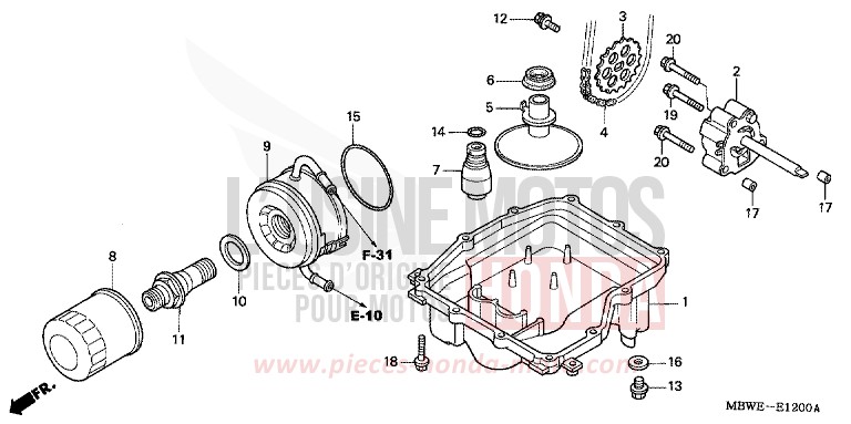 OIL PAN/OIL PUMP for CBR600F BLACK (NH1) from 2003