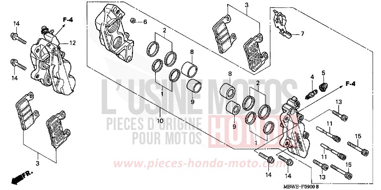 FRONT BRAKE CALIPER for CBR600F BLACK (NH1) from 2003