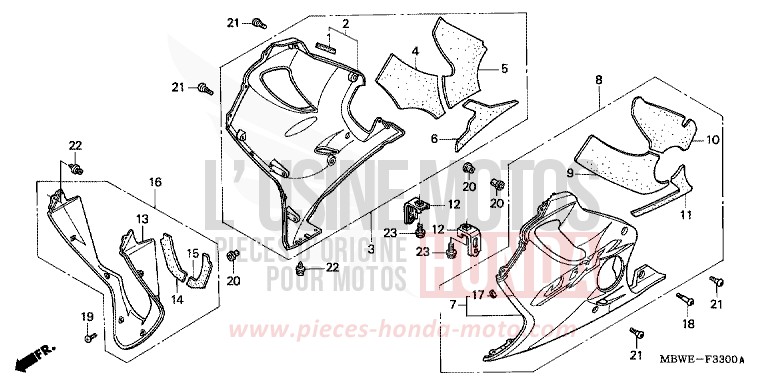 LOWER COWL for CBR600F BLACK (NH1) from 2003