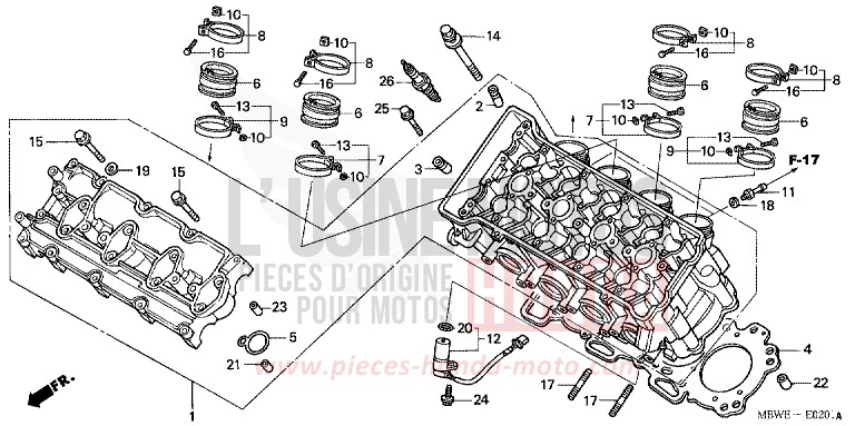 TESTATA per CBR600F BLACK (NH1) del 2004