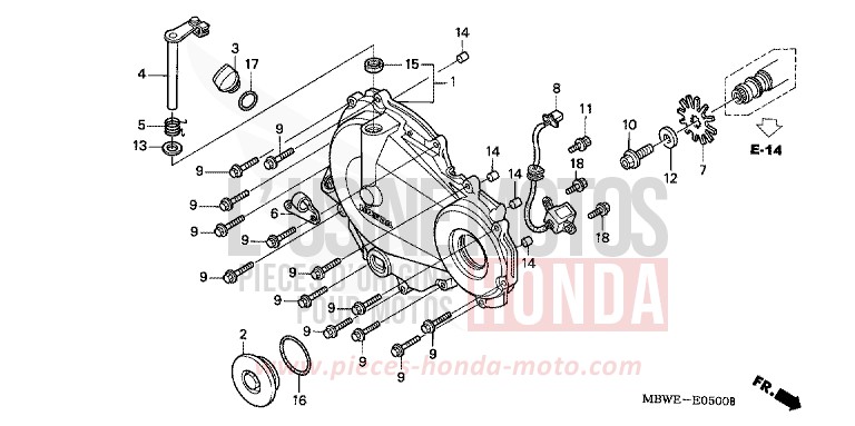 RIGHT CRANKCASE COVER for CBR600F BLACK (NH1) from 2004