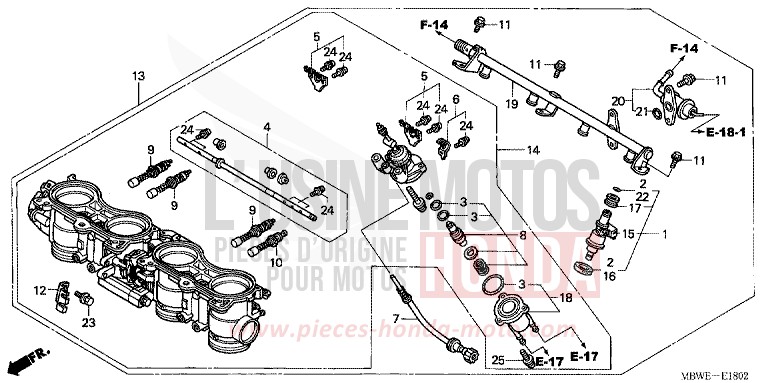 THROTTLE BODY for CBR600F BLACK (NH1) from 2004