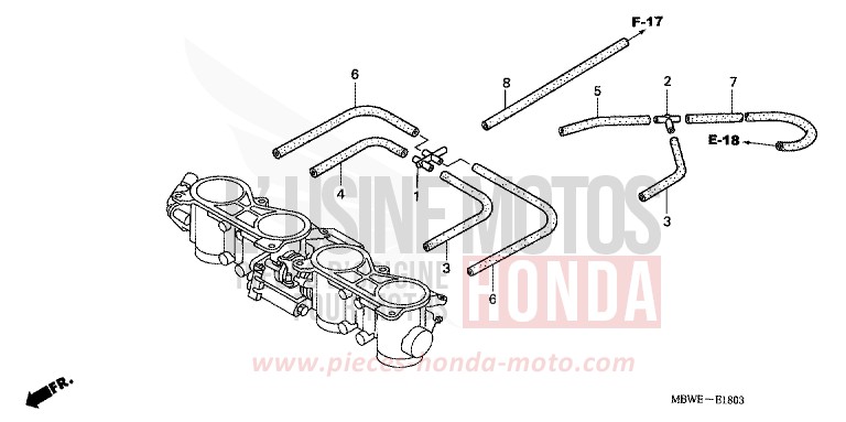 THROTTLE BODY (TUBING) for CBR600F BLACK (NH1) from 2004
