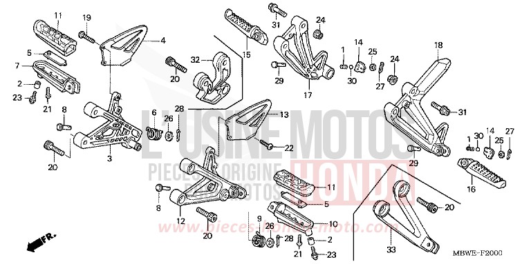 PEDANA per CBR600F BLACK (NH1) del 2004