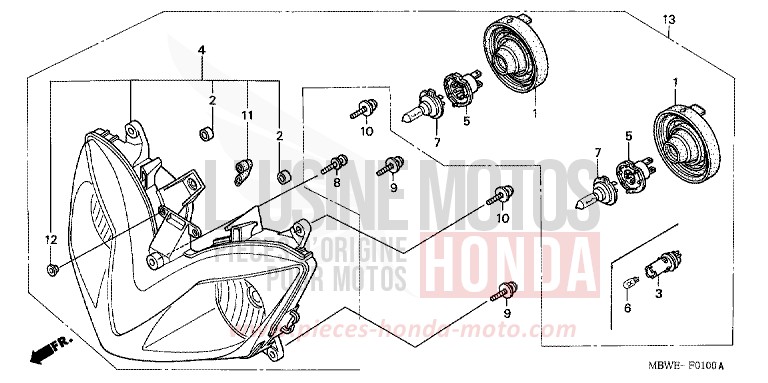 HEADLIGHT for CBR600F ITALIAN RED (R157) from 2004