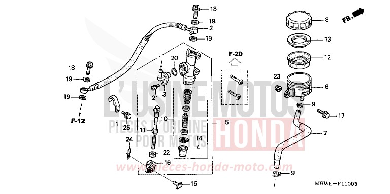 REAR BRAKE MASTER CYLINDER for CBR600F ITALIAN RED (R157) from 2004