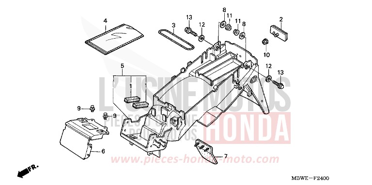 REAR FENDER (CBR600F/F44) for CBR600F ITALIAN RED (R157) from 2004