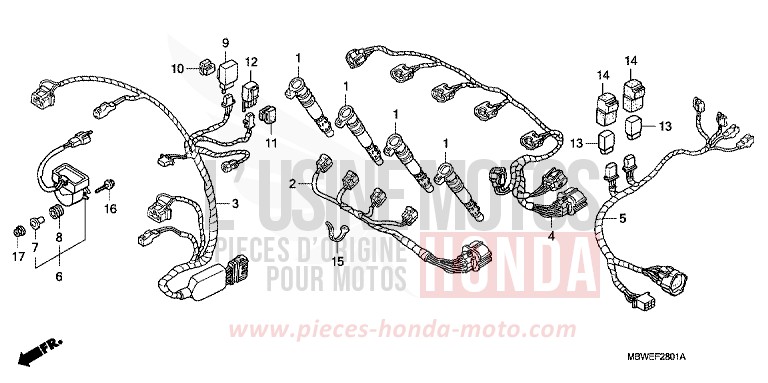 SUB HARNESS for CBR600F ITALIAN RED (R157) from 2004