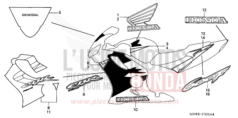 STRIPE (CBR600F4) for CBR600F ITALIAN RED (R157) from 2004