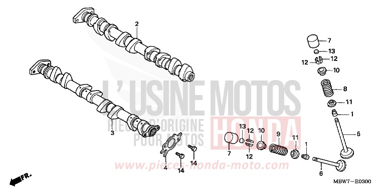CAMSHAFT/VALVE for CBR600F BLACK (NH1) from 2005