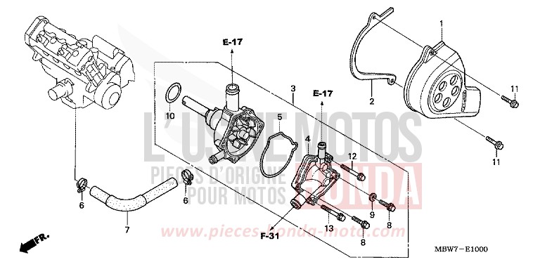 WATER PUMP for CBR600F BLACK (NH1) from 2005