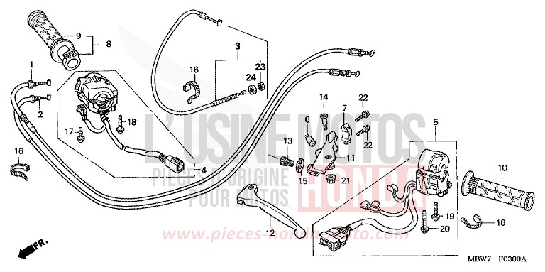 HANDLE LEVER/SWITCH/CABLE for CBR600F BLACK (NH1) from 2005