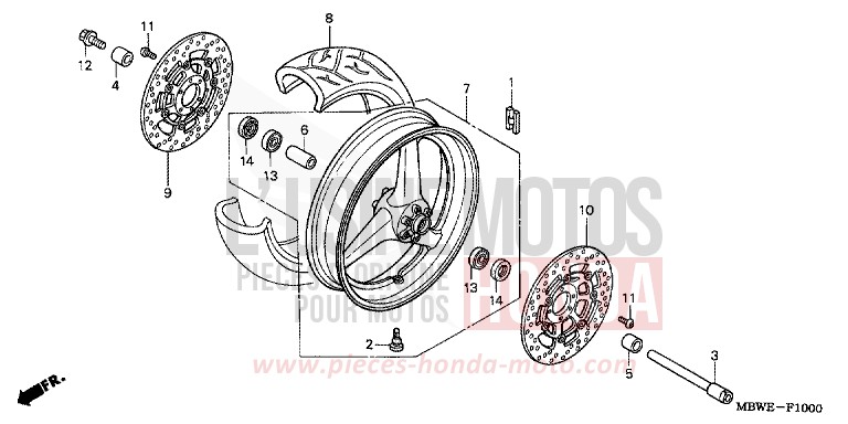 FRONT WHEEL for CBR600F BLACK (NH1) from 2005