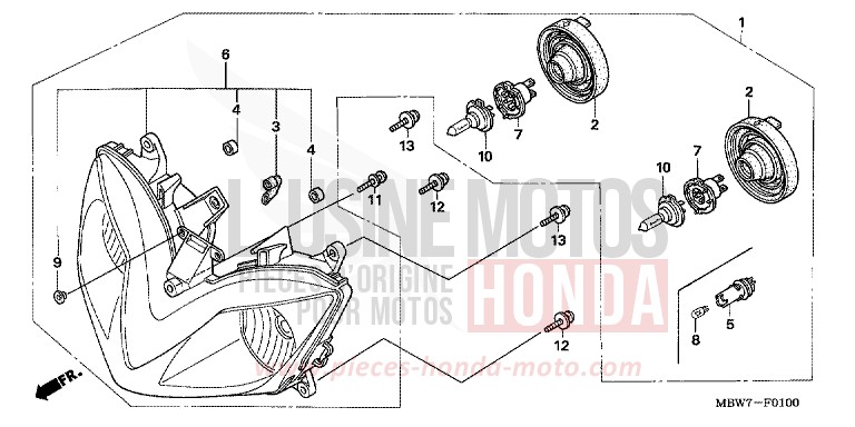 HEADLIGHT for CBR600F IRON NAIL SILVER METALLIC-U (NH167) from 2005