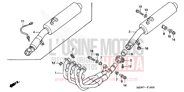 EXHAUST MUFFLER for CBR600F IRON NAIL SILVER METALLIC-U (NH167) from 2005
