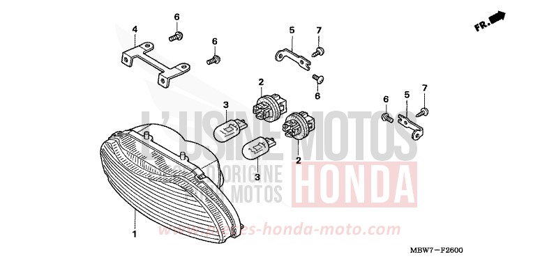 TAILLIGHT for CBR600F IRON NAIL SILVER METALLIC-U (NH167) from 2005