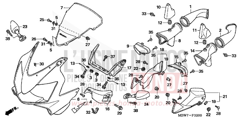 UPPER COWL for CBR600F IRON NAIL SILVER METALLIC-U (NH167) from 2005