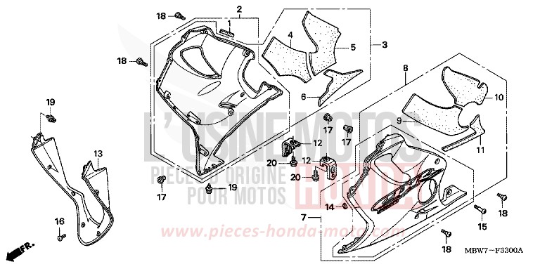 LOWER COWL for CBR600F IRON NAIL SILVER METALLIC-U (NH167) from 2005
