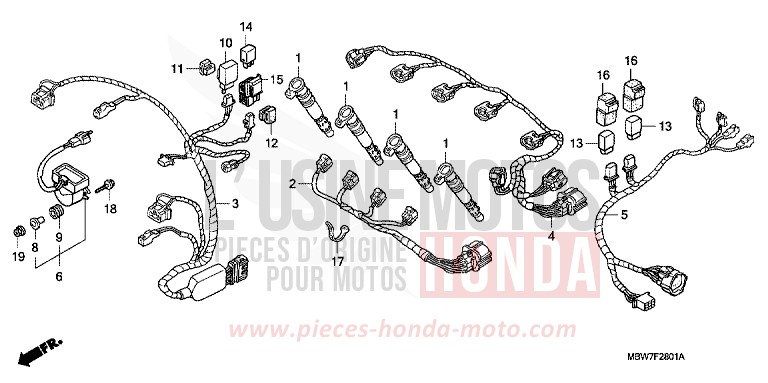 SUB HARNESS for CBR600F ITALIAN RED (R157) from 2005