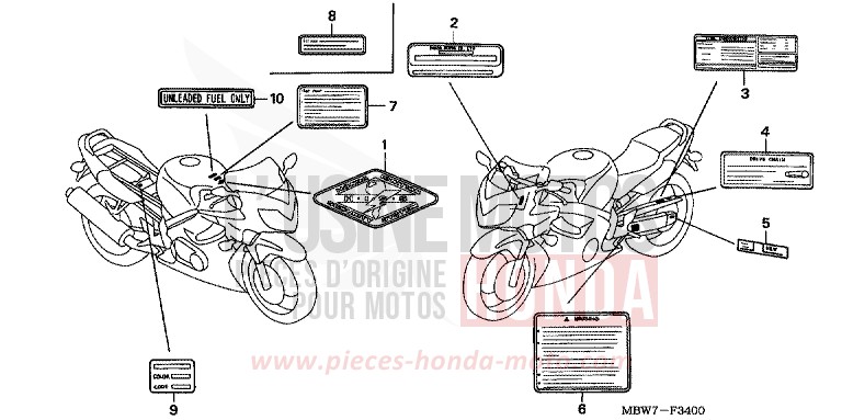 CAUTION LABEL for CBR600F ITALIAN RED (R157) from 2005