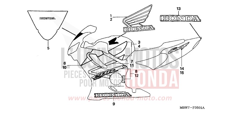 STRISCIA (2) per CBR600F ITALIAN RED (R157) del 2005