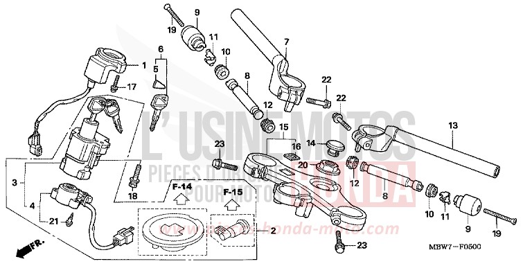 HANDLE PIPE/TOP BRIDGE for CBR600F DEGITAL SILVER METALLIC (NHA30) from 2006