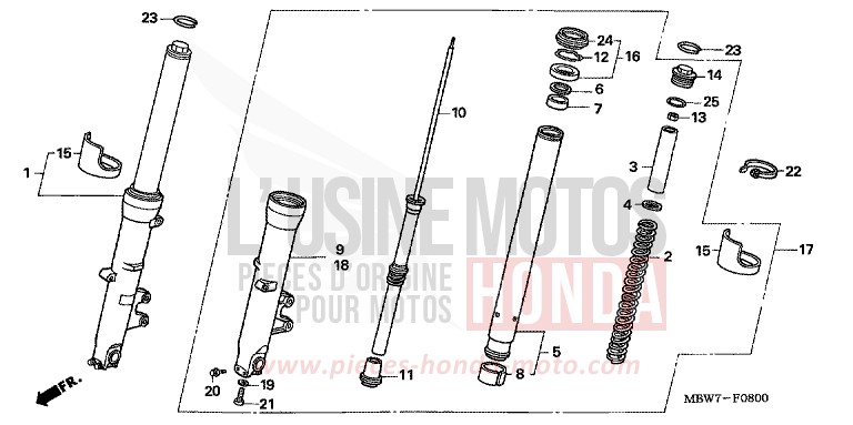 FRONT FORK for CBR600F DEGITAL SILVER METALLIC (NHA30) from 2006