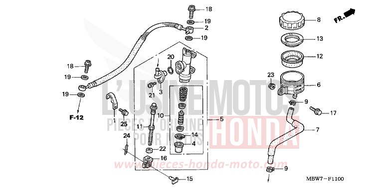 REAR BRAKE MASTER CYLINDER for CBR600F DEGITAL SILVER METALLIC (NHA30) from 2006