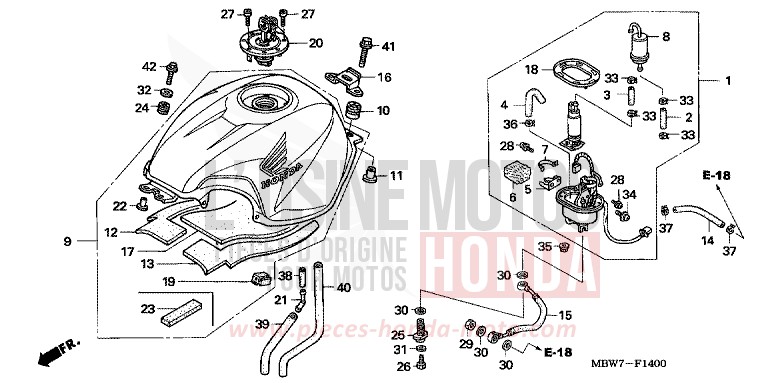 FUEL TANK for CBR600F DEGITAL SILVER METALLIC (NHA30) from 2006