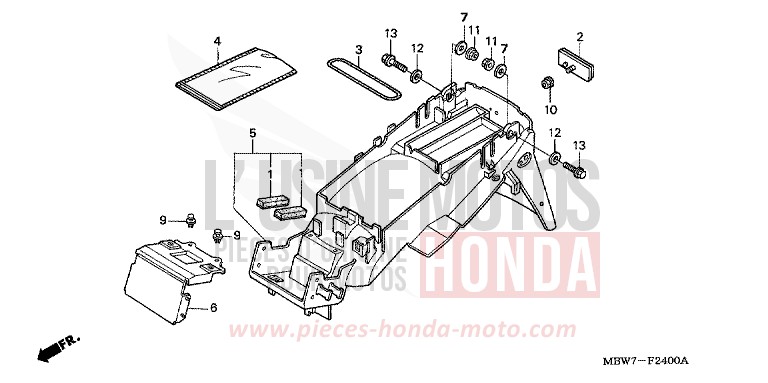 REAR FENDER for CBR600F DEGITAL SILVER METALLIC (NHA30) from 2006