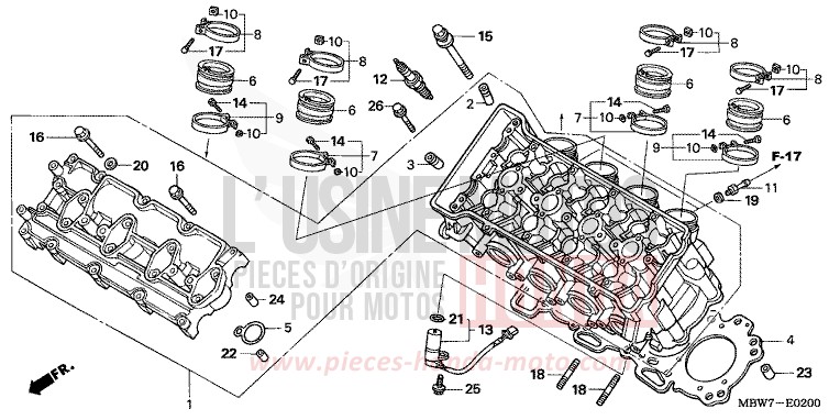 CYLINDER HEAD for CBR600F ITALIAN RED (R157) from 2006