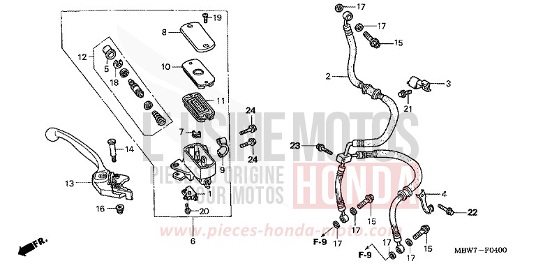 FR. BRAKE MASTER CYLINDER for CBR600F ITALIAN RED (R157) from 2006