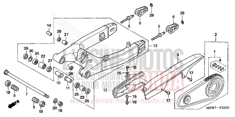 SWINGARM for CBR600F ITALIAN RED (R157) from 2006